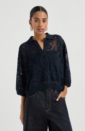 Brunello Cucinelli Dazzling water lilies polo in Blue at Nordstrom, Size Xx-Small Eu
