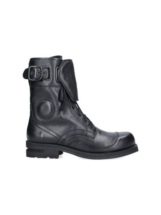 Kiko Kostadinov Black Lace-Up Buckle Leather Boots