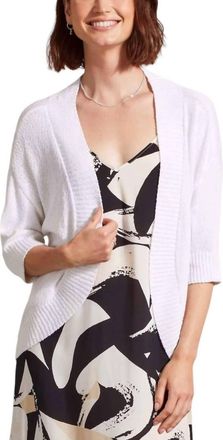 Tribal Cocoon Quarter Sleeve Cardigan In White