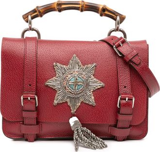 Gucci Pre-owned Womens Bamboo Handle Leather Handbag - Dark Red - One Size