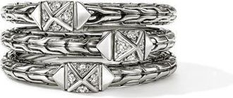 John Hardy Icon Stud Triple Row Ring in Silver at Nordstrom, Size 6
