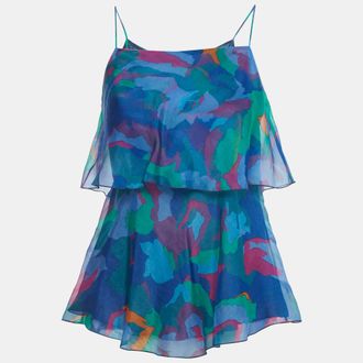 Emporio Armani Blue Printed Organza Top