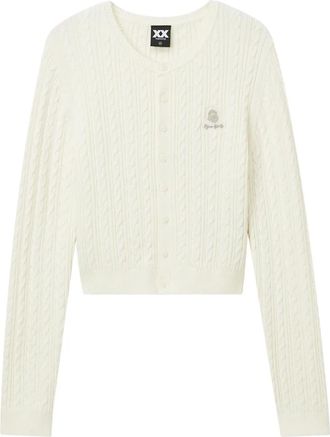 Fingercroxx Cardigan in maglia a trecce con bottoni - Toni neutri