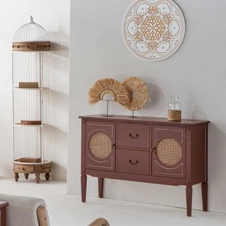 Wanderlust Deco Aparador de madera y rat&aacute;n 106 x 40 x 78h cm