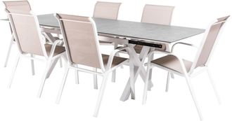 EDÈN JARDÍ Conjunto de mesas y sillas apilables para terraza extensible blanco