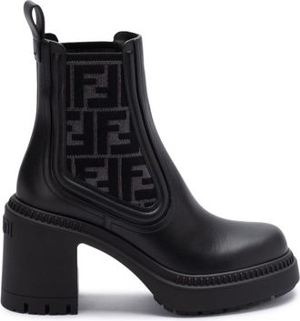 Fendi 65mm monogram-detailed boots - women - Calf Leather/Calf Leather/Rubber - 40.5 - Black