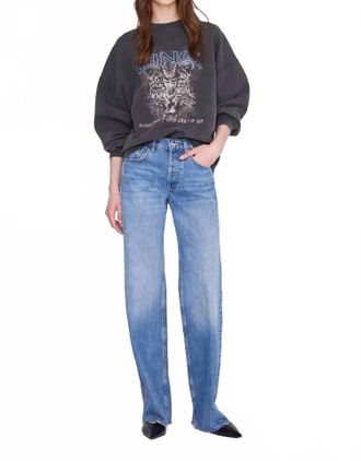 Anine Bing Womens Miles Sweatshirt In Leo Muse Washed Black