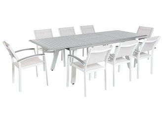 Beliani Conjunto de comedor 8 personas de metal gris