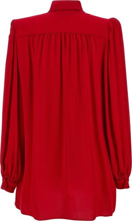 Valentino Garavani Silk Bow-Neck Blouse - Red