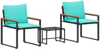 vidaXL Juegos De Muebles Con Coj&iacute;n 3 Pcs Negro Y Turquesa Rat&aacute;n Vidaxl