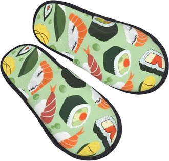 Generic Cosy Mens Slipper Sushi Food Pattern print Cotton Slipper Comfortable Womens Slippers for Travel Bedroom Hotels M