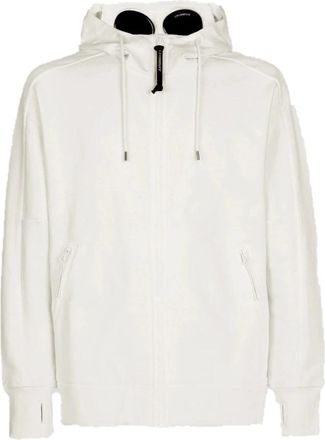C.P. Company Diagonal Raised Fleece Rits Hoodie - Heren - Vesten met rits - Wit - 2XL - Katoen - Hoodies & sweatvesten