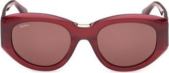 Max Mara 52mm Round Sunglasses in Milky Cherry /Rose Bronze at Nordstrom