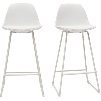 Miliboo Set di 2 sgabelli da bar design bianchi piedi metallo 66 cm FRANZ