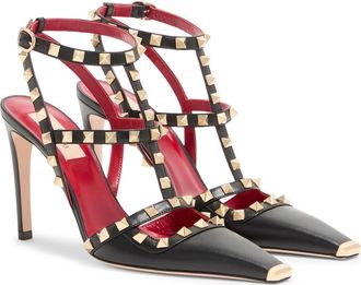 Valentino Rockstud Ankle Strap Pump in Black at Nordstrom, Size 8.5Us