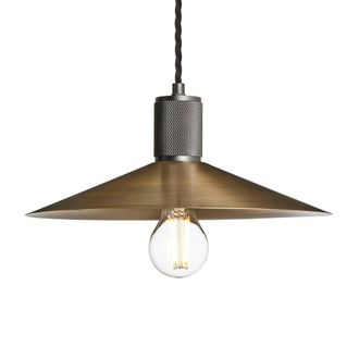 Industville Knurled Brass Slope Pendant Light - Pewter Holder in Metallic Gold | Size: Medium