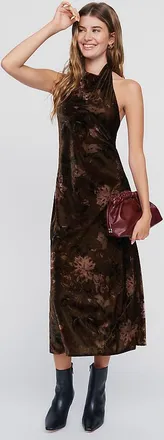 Maeve Jamie Velvet Halter Midi Dress