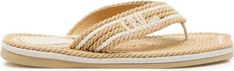 Chlo&eacute; Chlo&eacute; Sand Woven and Leather Flip Flops - Beige - 39 (IT39/ UK6)