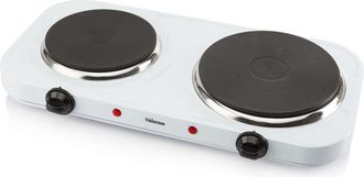 Tristar Doppia piastra elettrica - &oslash; 15,5 e 18,5 cm - 2 termostati - 5 impostazioni di calore regolabili individualmente - 2500 w - Bianco - KP-6245 - Tristar