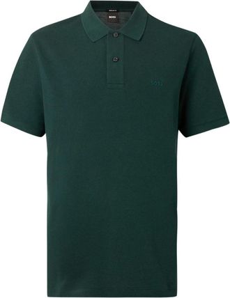 HUGO BOSS Green Cotton Solid Print Polo