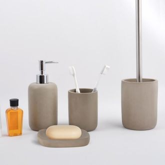 MSV Msv - Juego De 4 Accesorios De Ba&ntilde;o En Cemento Brasilia