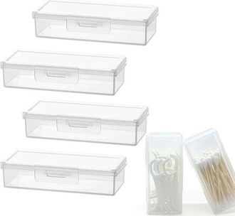No Brand Estuche De Viaje Para Bastoncillos De Algod&oacute;n Con Tapa Antipolvo, Caja De Almacenamiento Transparente, Dispensador Port&aacute;til Para Bastoncillos De Algod