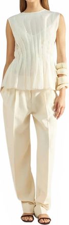Liviana Conti Ruffle Waist Sleeveless Top In Beige