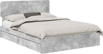 vidaXL Cama Con Almacenamiento Con Cabecera Gris Concreto 150 X 200 Cm Vidaxl