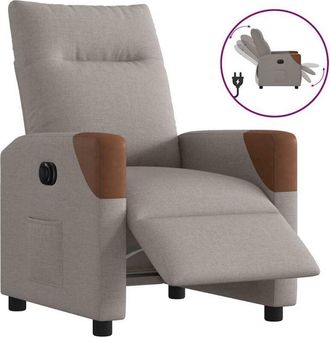 vidaXL Sill&oacute;n Reclinable El&eacute;ctrico Tela Gris Taup&eacute; Vidaxl