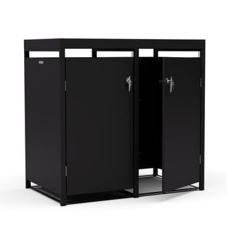 Blumfeldt Blumfeldt Binsafe Caja De Basura 2 Cubos De Hasta 240 L Resistente A La Intemperie Con Cerradura Acero Galvanizado Se Puede Plantar