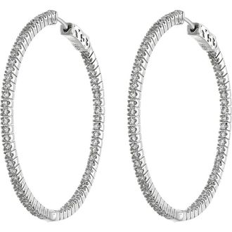 Kenneth Jay Lane CZ Inside-Out 50mm Hoop Earrings in Clear/silver at Nordstrom Rack