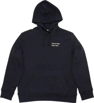 Calvin Klein Mens Fleece Pullover Hoodie In Black Beauty