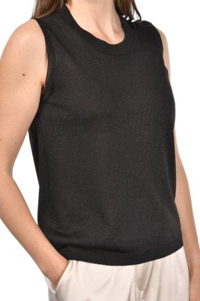 Paolo Fiorillo Sleek Black Knit Top with Ribbed Edges