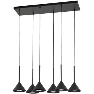 Luminosa Light Designs TK Cono L&aacute;mpara colgante de techo tipo barra, color negro, 6 luces GU10