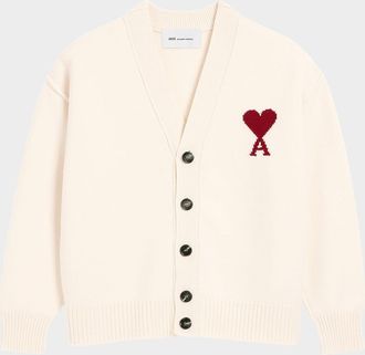 Ami Men & apos;s Wool Ami de Coeur Intarsia Cardigan