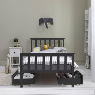 N&ouml;a & Nani Otis Single 3ft Bed with 4 Pull-Out Storage Drawers in Anthracite in Grey