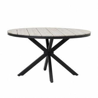 ED&Egrave;N JARD&Iacute; Mesa de jard&iacute;n redonda 166cm, en antracita y tablero imitaci&oacute;n madera