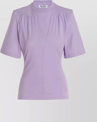 The Attico cotton ribbed crew-neck padded-shoulder cutout t-shirt