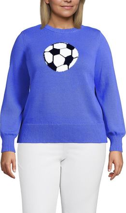 Lands End Plus Size Drifter Sports Icon Sweater in Soccer/french Blue at Nordstrom, Size 2X