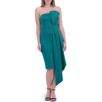 Eliza J Strapless Scuba Crepe Cocktail Dress in Tea at Nordstrom Rack, Size 10