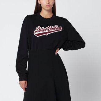 Dolce & Gabbana Black cotton sweatshirt with logo patch
