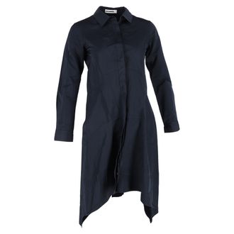 Jil Sander Shirt Dress in Navy Blue Cotton