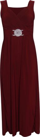 Purple Hanger Womens Sleeveless Ladies Cross Over Wrap Buckle Belt Back Tie Fastening Long Maxi Dress Plus SizeBurgundy Size 16-18