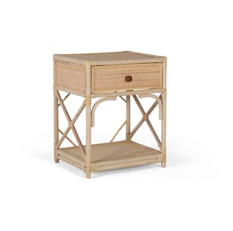 Giner&Colomer Mesita de noche de rat&aacute;n natural y c&aacute;lida