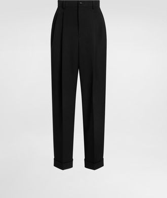 Dolce & Gabbana Wool Gabardine Trousers - Man Pants And Shorts Black Wool 44