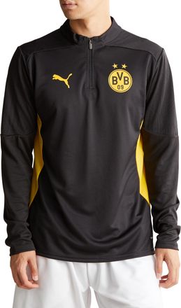 Puma Puma 777610 Sporty BVB Training 1/4 Zip Top, Mens, 24 Fall/Winter Colors Puma Black/Faster Yellow (02), S