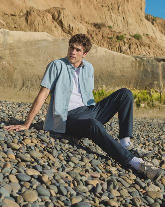 Vuori Clothing Short Sleeve Bridge Button Down | Raindrop Stone | Medium