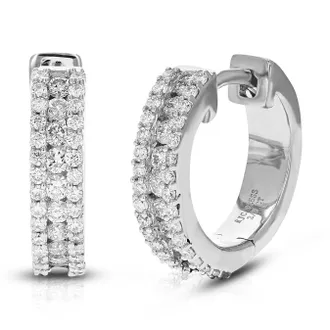 Vir Jewels 2/3 cttw Lab Grown Diamond Hoops Earrings in Sterling Silver With Hidden Post For Women