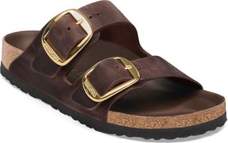Birkenstock Womens Slippers Arizona Big Buckle Brown Oiled Leather Flat Shoes