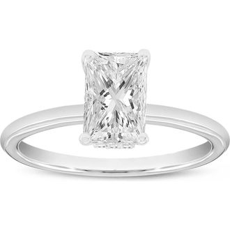 LuvMyJewelry Ahlam 14K White Gold Radiant Cut Lab Grown Diamond Hidden Halo Engagement Ring - 1.55 Ct at Nordstrom, Size 6.5
